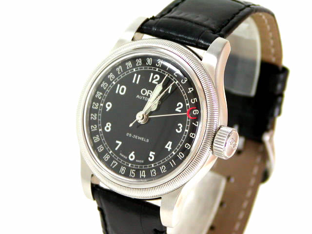 オリス ビッグクラウン ポインターデイト 黒文字盤 カーフベルトφ36mm