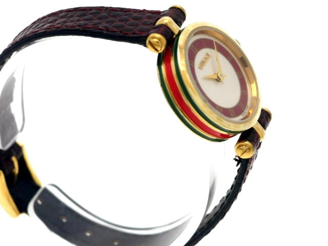 グッチ トリコロールライン ラウンド レディス クオーツ USED　Gucci