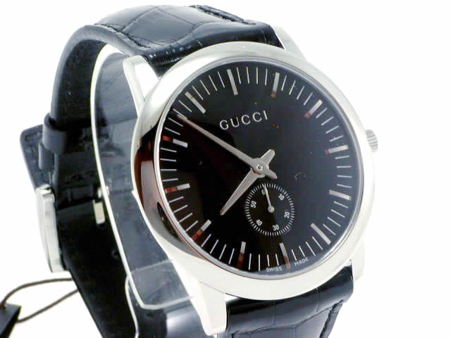 グッチ GQ5600MBK 手巻き 黒カーフベルト メンズサイズ 新品