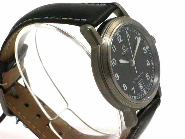 リメス チタン オートマチック 37.8mm 黒文字盤 カーフ U8638T-LA1.1 Limes 新品