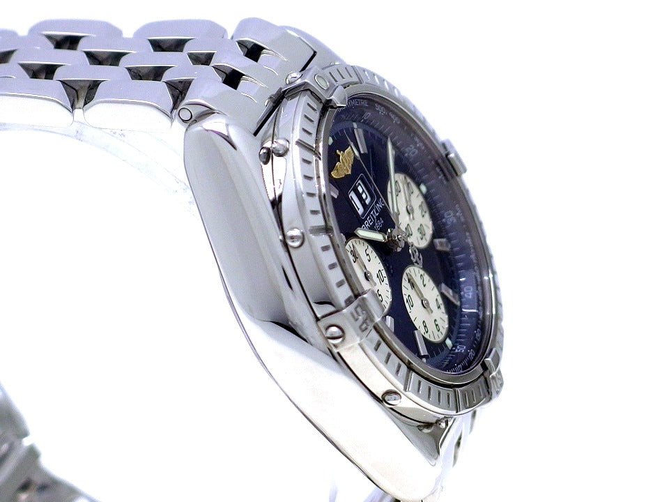 ブライトリング クロスウィンド スペシャル ビッグデイト A44355 ブルー文字盤 自動巻 OH済 2000年頃 USED　Breitling