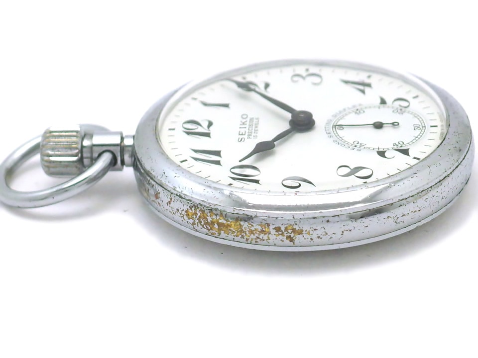 セイコー プレシジョン 懐中時計 15石手巻 鉄道時計 中国支 OH済 昭和43年製 Seiko