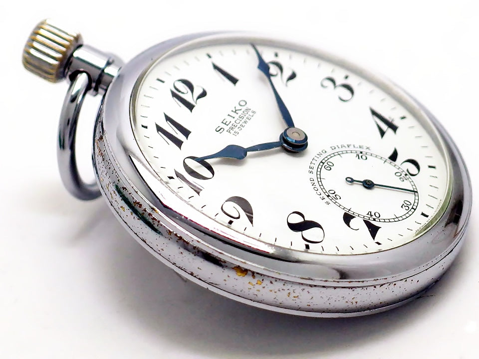 セイコー プレシジョン 懐中時計 青針 15石手巻 OH済 昭和41年製 Seiko