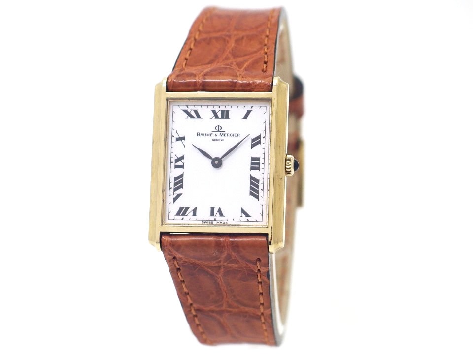 Baume & Mercier 18K Rectangular Case Ref.37205 Manual Winding Overhauled 1980s USED