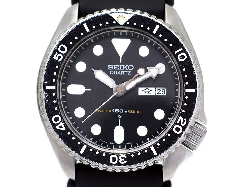 セイコー ダイバー 150m 7548-7000 黒文字盤 クオーツ OH済 昭和57年/1982年製 Seiko
