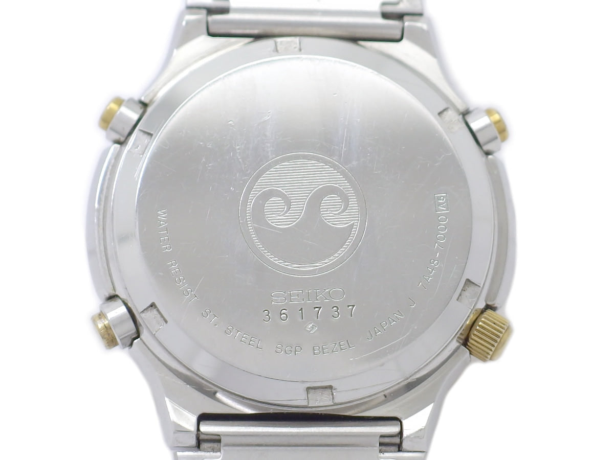 セイコー ムーンフェイズ クロノグラフ SJH010 7A48-7000 クオーツ 1983年製 USED Seiko
