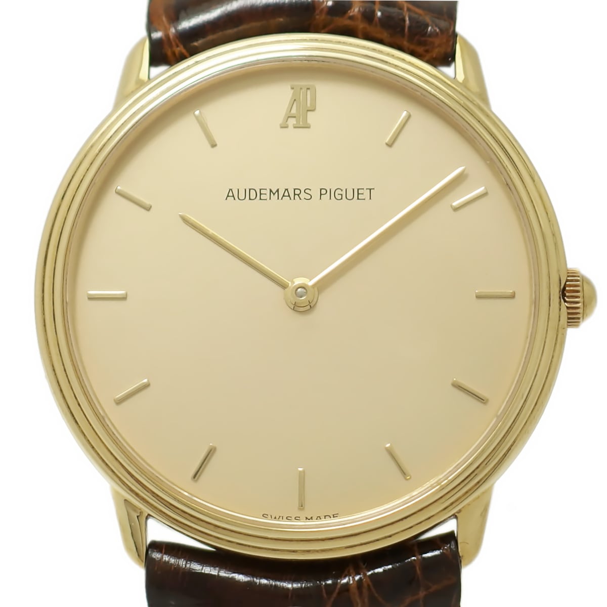 オーデマピゲ 18金無垢 ラウンドケース 31mm 純正金尾錠 Cal.2612 クオーツ メンズ USED Audemars Piguet