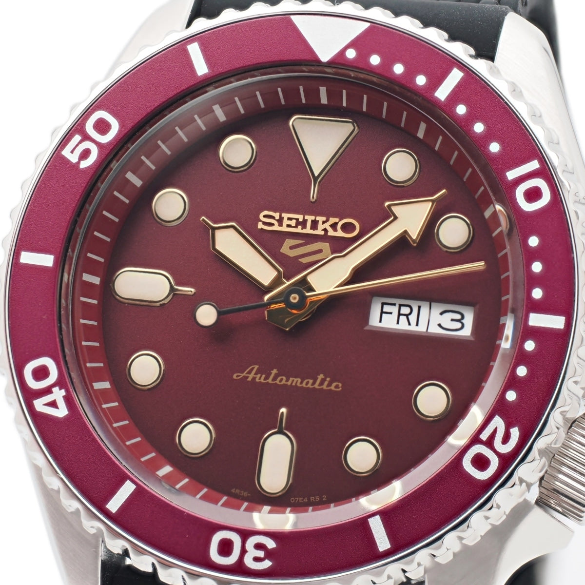 セイコー ５スポーツ メカニカル ワインレッド文字盤 4R36-07G0 自動巻 USED Seiko