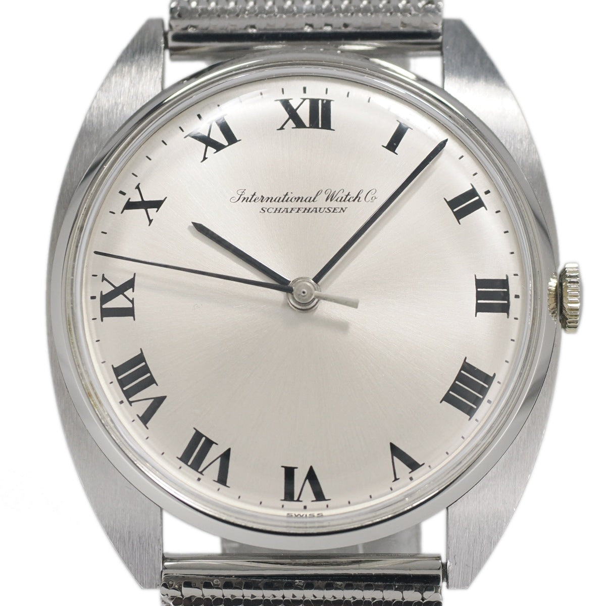 IWC トノー型ケース ローマインデックス文字盤 純正メッシュブレスレット Cal.403 手巻き OH済 1976年製