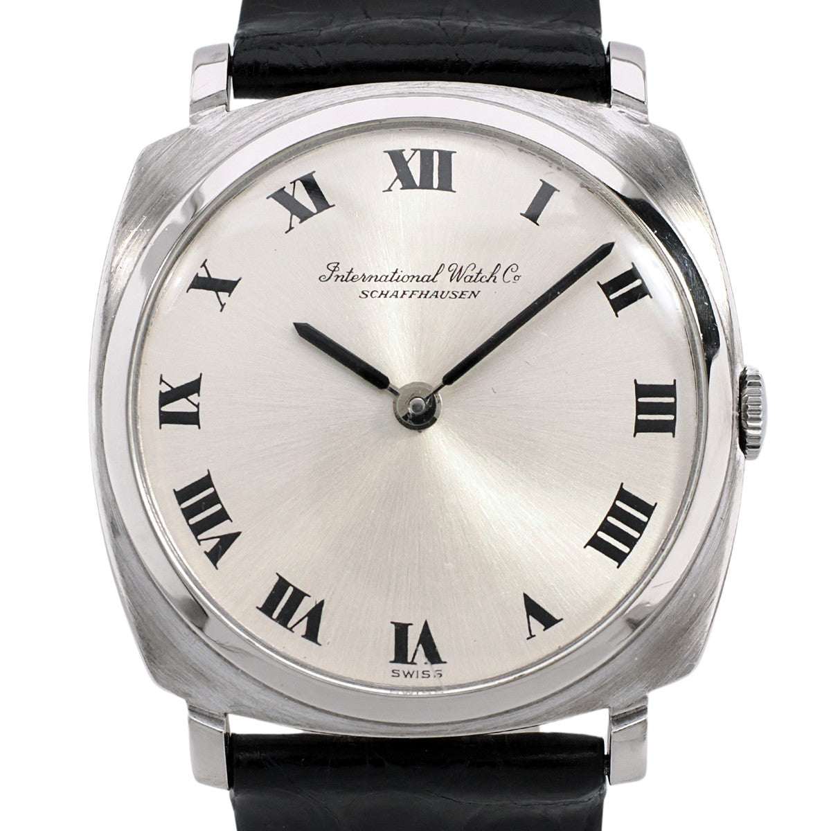 IWC 18k solid white gold Ref. 2501, 31mm diameter, Roman numeral indices, Cal. 423 manual-wind, overhauled, made in 1974