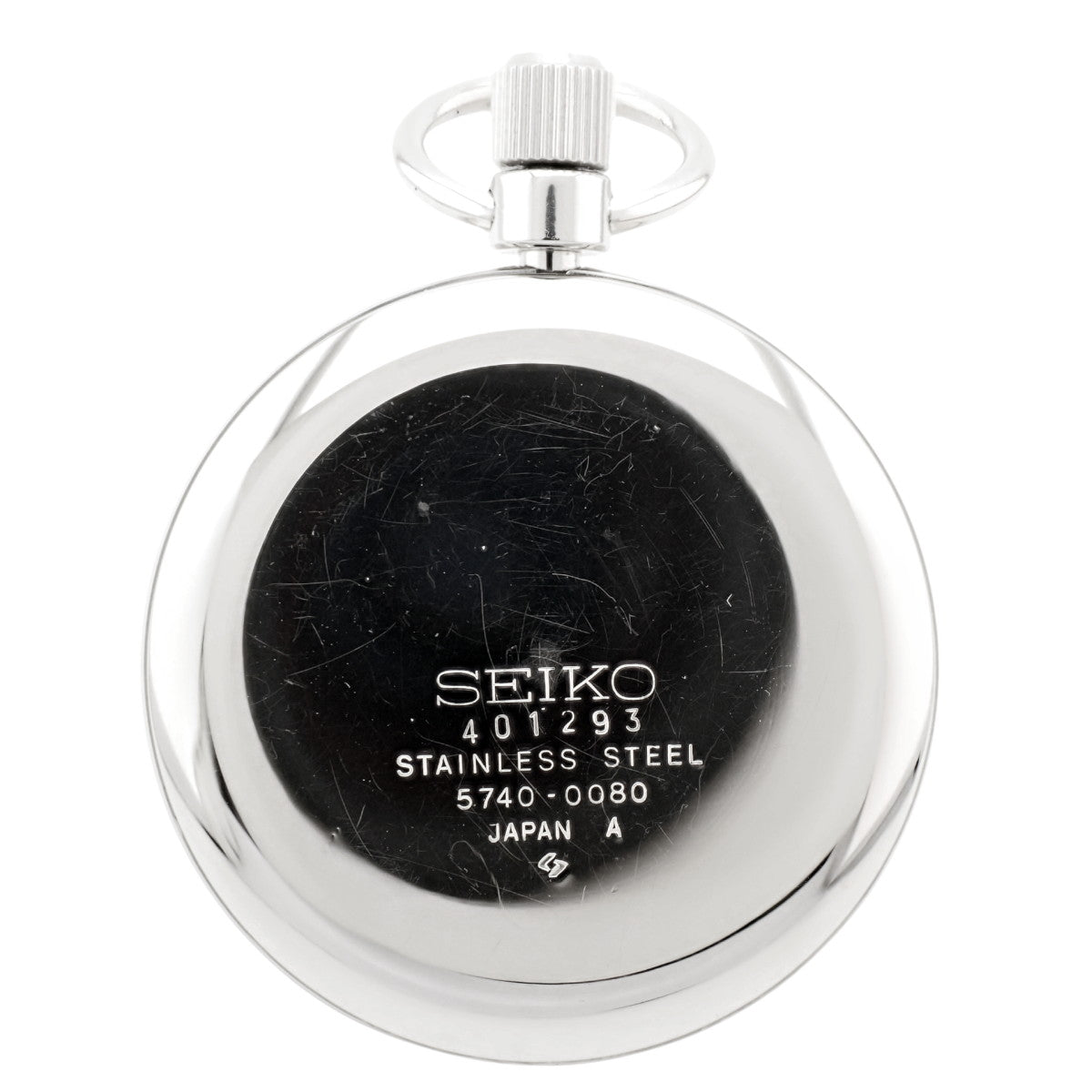 セイコー 懐中時計 5740-0080 ステンレス SEIKO革カバー付 10振動