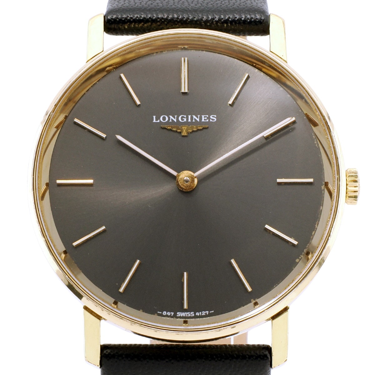 Longines Ref.4127 with warranty, thin gold-plated case, original buckle, Cal.L847.4 manual-wind, overhauled, 1978 production.
