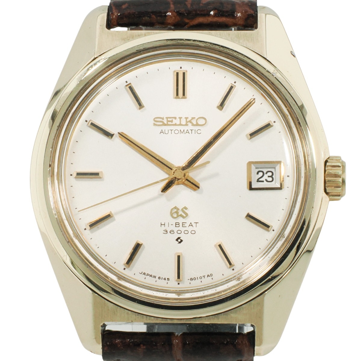 Grand Seiko 6145-8000 Cap Gold 10 Beat Automatic Overhauled Manufactured in 1968 (Showa 43)