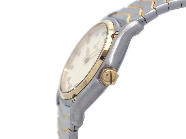 エベル クラシックウェーブ 1057901 レディース SS/18KYG 12Pダイヤ クオーツ USED