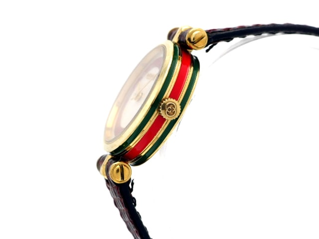 グッチ トリコロールライン ラウンド レディス クオーツ USED　Gucci