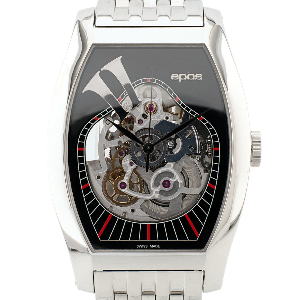 Epos Tonneau Skeleton 3359SQ11BK Original Bracelet Automatic Serviced Purchased 2005 USED