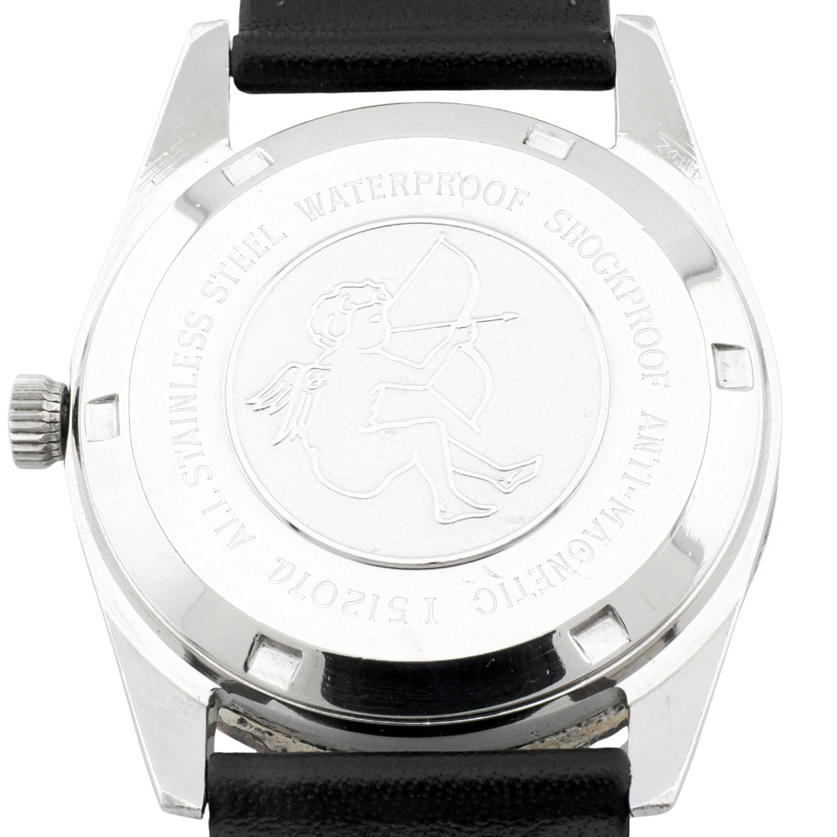 Citizen Homer Date I-51207a, engine-turned bezel, Cupid medallion, manual-wind, serviced, 1960s