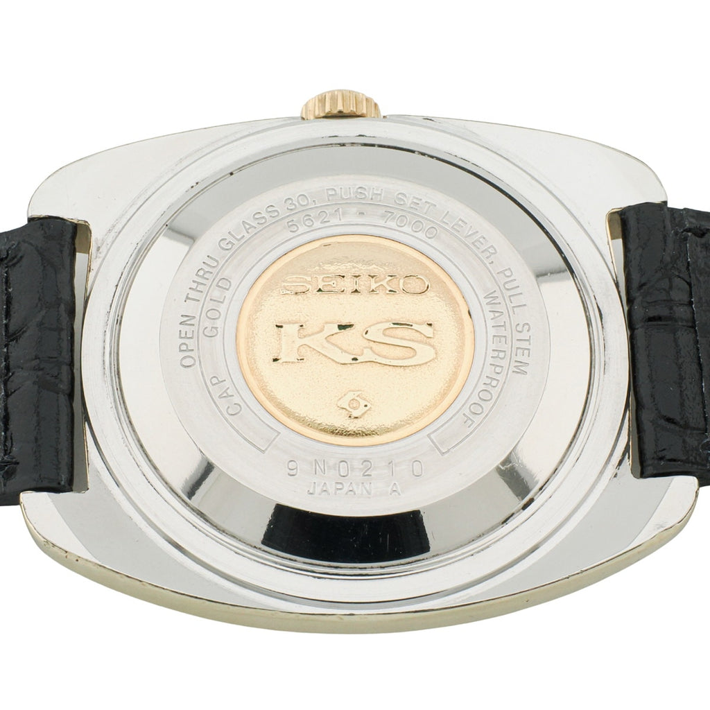 King Seiko 5621-7000 No-Date Cap Gold One-Piece Case KS Medallion Automatic, Serviced, Manufactured in 1969 (Showa 44)