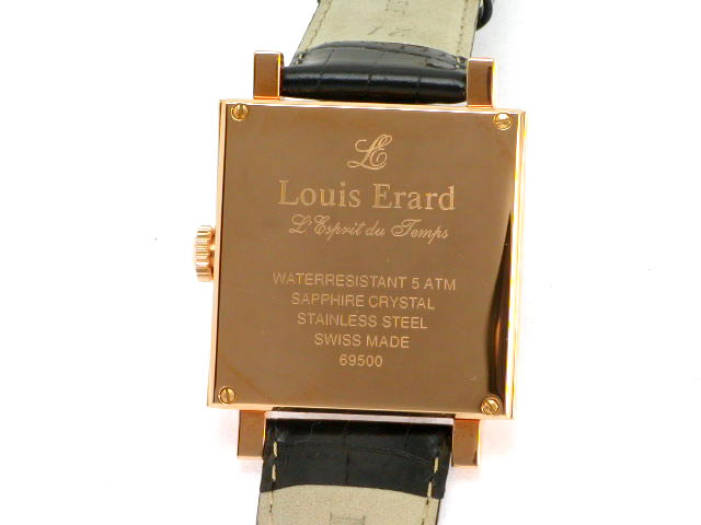 ルイ・エラール カレ PVD 黒文字盤 自動巻き 69 500 PVDR02