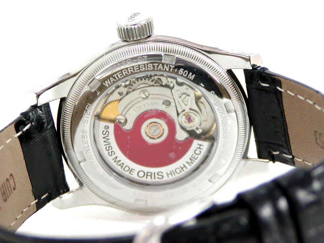 オリス ビッグクラウン ポインターデイト 黒文字盤 カーフベルトφ36mm