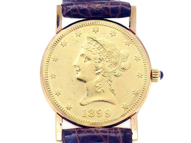 コルム コインウォッチ 1899 米国$10金貨 18K 手巻 OH済 USED