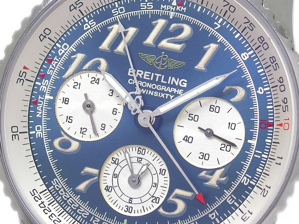 Breitling Navitimer Twin Sixty 2 A39022.1 Blue Dial Automatic Movement Overhauled 1999 USED