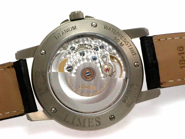 リメス チタン オートマチック 37.8mm 黒文字盤 カーフ U8638T-LA1.1 Limes 新品