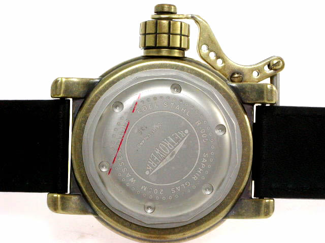 Retrek R-005 Brass-Tone Retro Finish Porthole-Style Automatic Black Dial German Made New