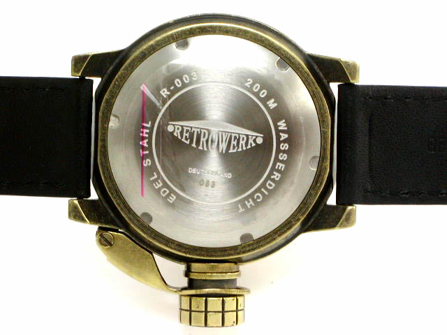 レトレック R-003 コンパス 真鍮風レトロ仕上げ クオーツ ブラックダイヤル ドイツ製 新品