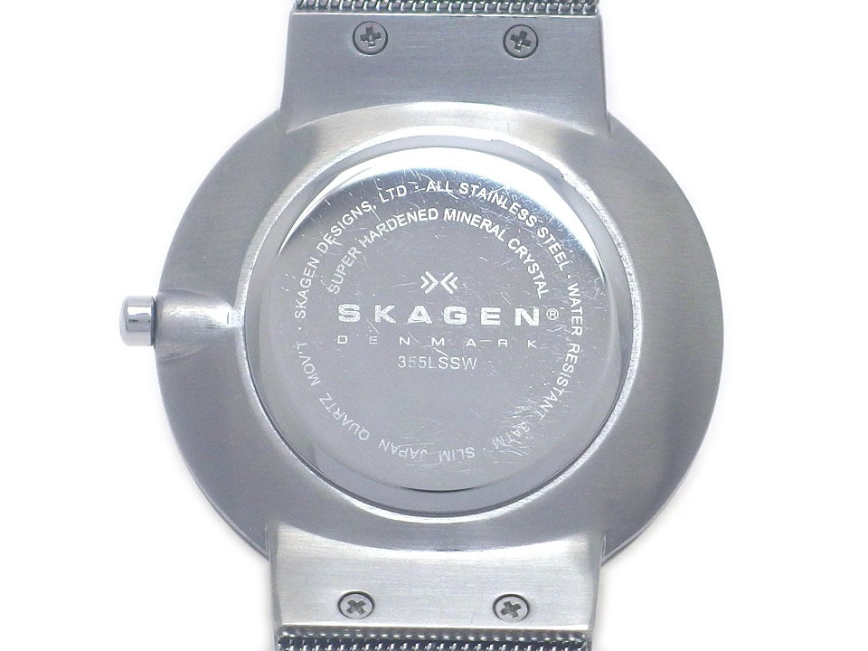 スカーゲン 355LSSW メッシュブレスレット クオーツ USED