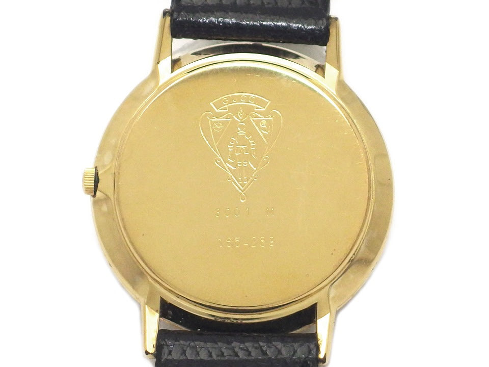 グッチ 3001M スイス製 メンズ 黒文字盤 GP クオーツ 1990年頃 USED　Gucci