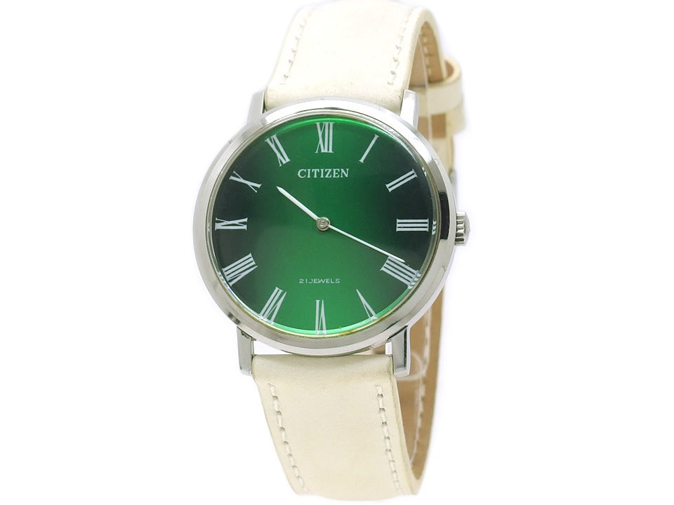 シチズン 2針 34mm 4-012836-K 緑文字盤 21石 手巻 昭和48年製