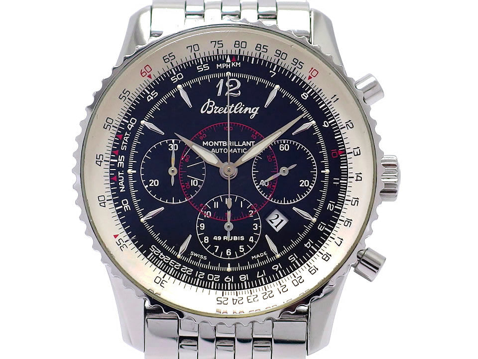 [Rare Item] Breitling Navitimer Montbrillant A41030 Black Dial 38 Jewels Automatic Winding Overhauled Circa 1999 USED