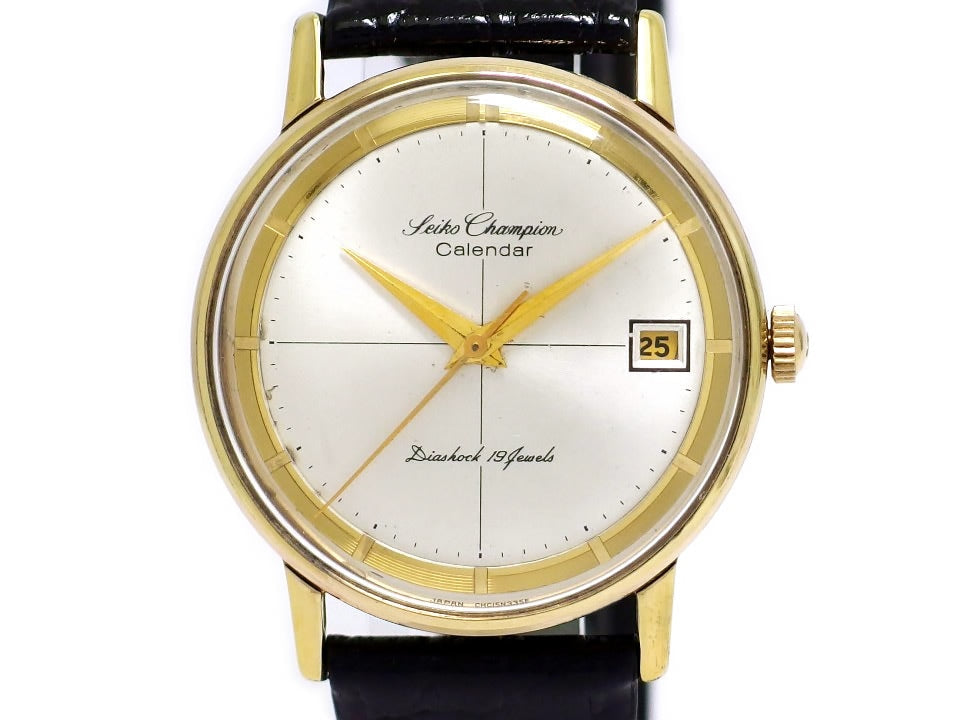 セイコー チャンピオン カレンダー  15032E 金メッキケース 19石 手巻 OH済 昭和37年/1962年製 Seiko
