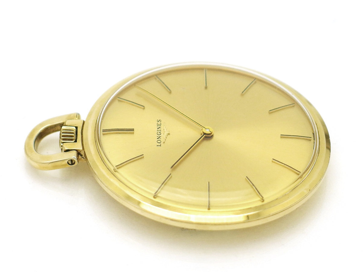 ロンジン 懐中時計 Ref.1097 2 金メッキ オープンフェイス ポーチ・鎖付き Cal.847.4 17石 手巻 OH済 1976年製