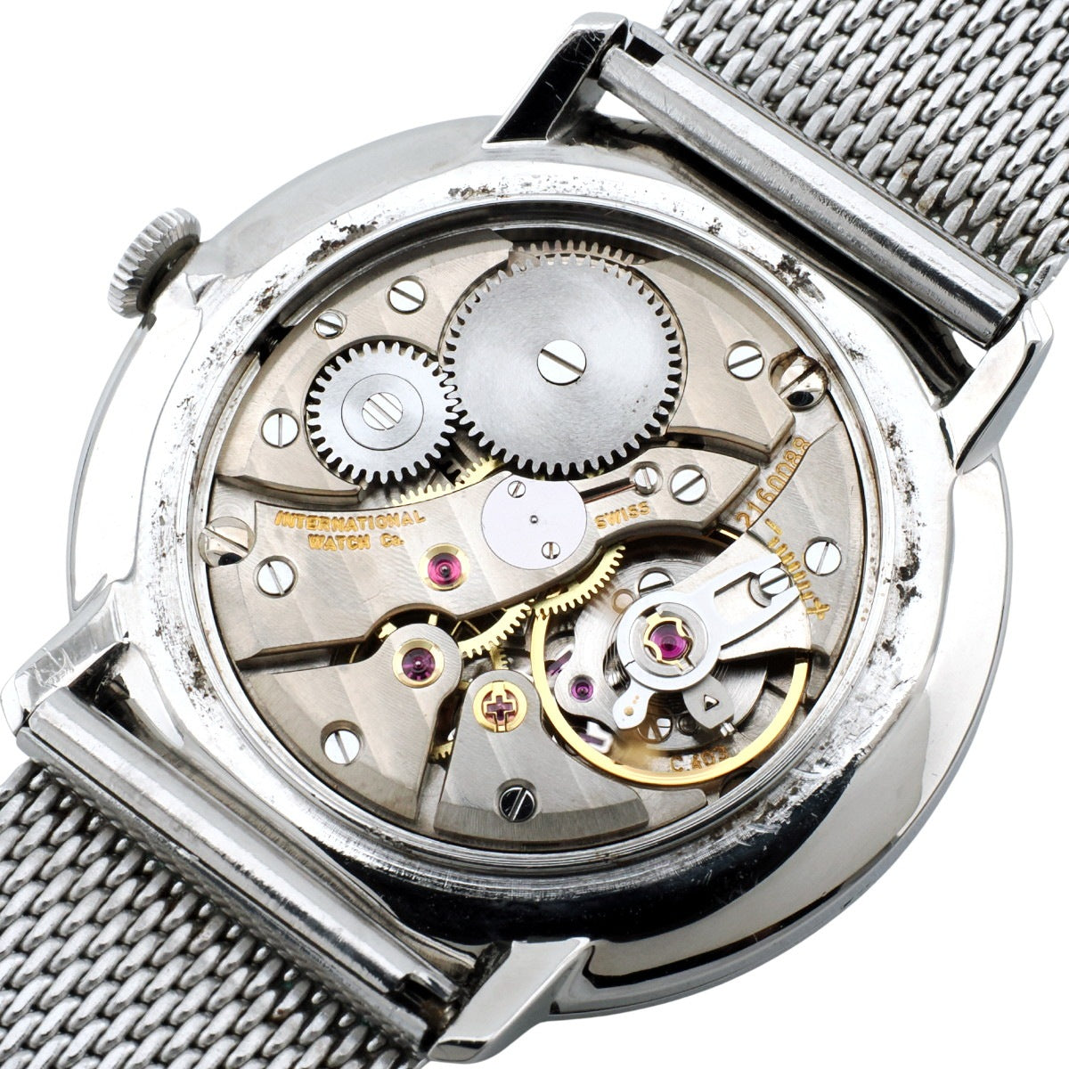 IWC Ref.2401 ブルー文字盤 純正メッシュブレスレット Cal.403 手巻き