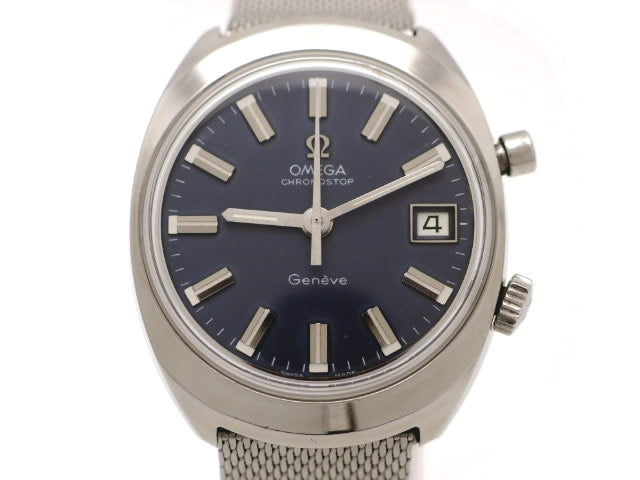 オメガ ジュネーブ クロノストップ 青ダイヤル Cal.920 手巻 OH済 USED　