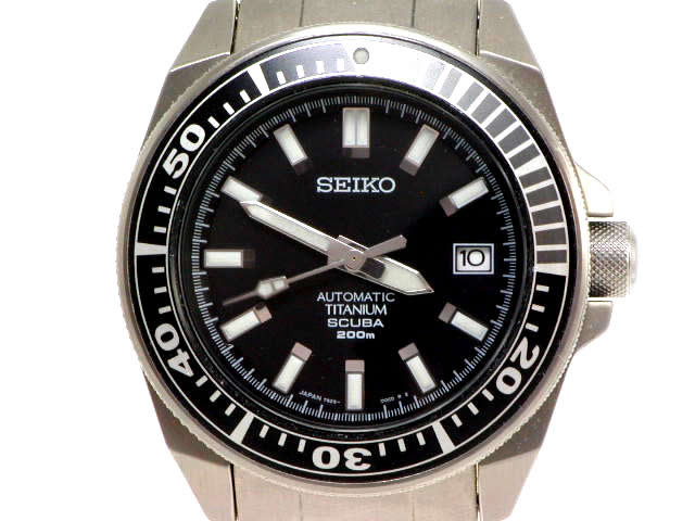セイコー スキューバ200m チタン 自動巻 43mm SBDA001 7S25 USED　