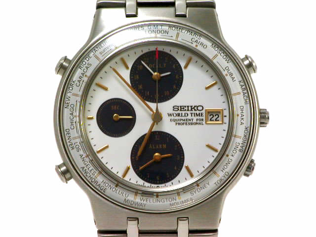セイコー ワールドタイム GMT アラーム クオーツ 5T52-7A00 USED　