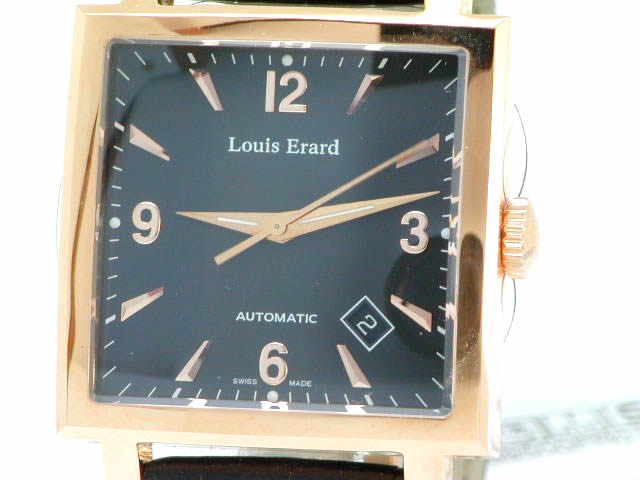 ルイ・エラール カレ PVD 黒文字盤 自動巻き 69 500 PVDR02