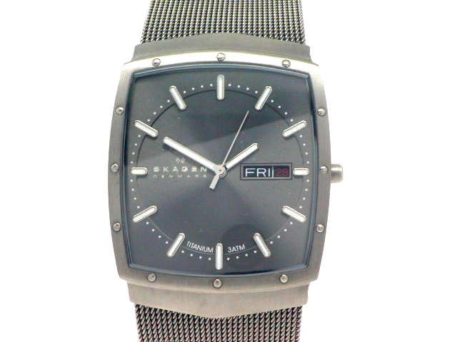 スカーゲン 396LTTM  メッシュ クオーツ チタン USED　
