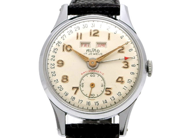 ルコ トリプルカレンダー ヴィーナス203 17石手巻 OH済 1940年代