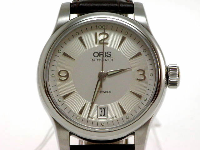 オリス クラシック φ37.0mm シルバー文字盤 カーフストラップ