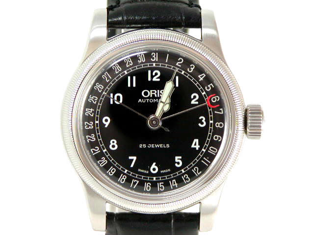 オリス ビッグクラウン ポインターデイト 黒文字盤 カーフベルトφ36mm