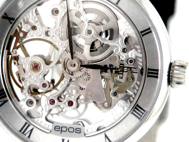 エポス スケルトン SS シルバー ローマンインデックス レザー メンズ 3294SL
