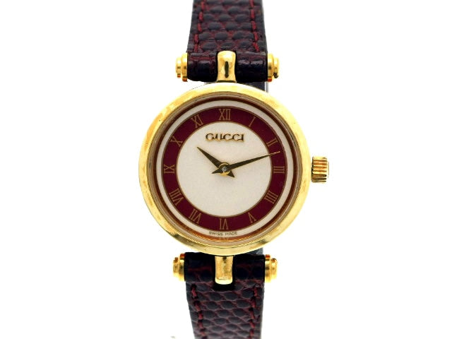 グッチ トリコロールライン ラウンド レディス クオーツ USED　Gucci