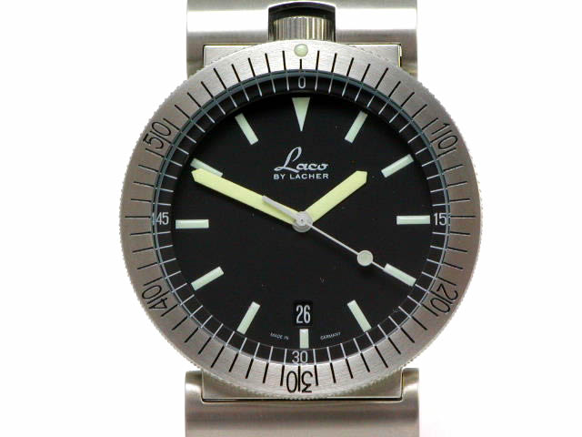 ラコ ネイビーシリーズ クオーツ デイト 40mm ラバーベルト 862014　新品 Laco