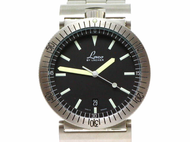 ラコ ネイビーシリーズ クオーツ デイト 40mm SSブレスレット 862016　新品 Laco