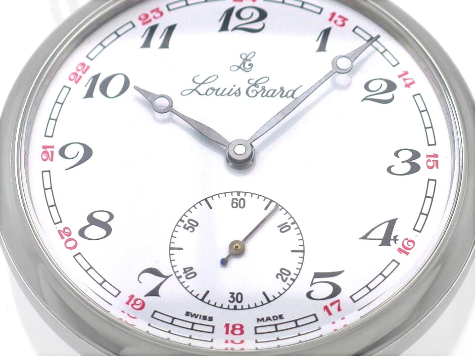 【新品】ルイエラール 懐中時計 オープンフェイス アラビアインデックス 白文字盤 手巻 正規品 　Louis Erard