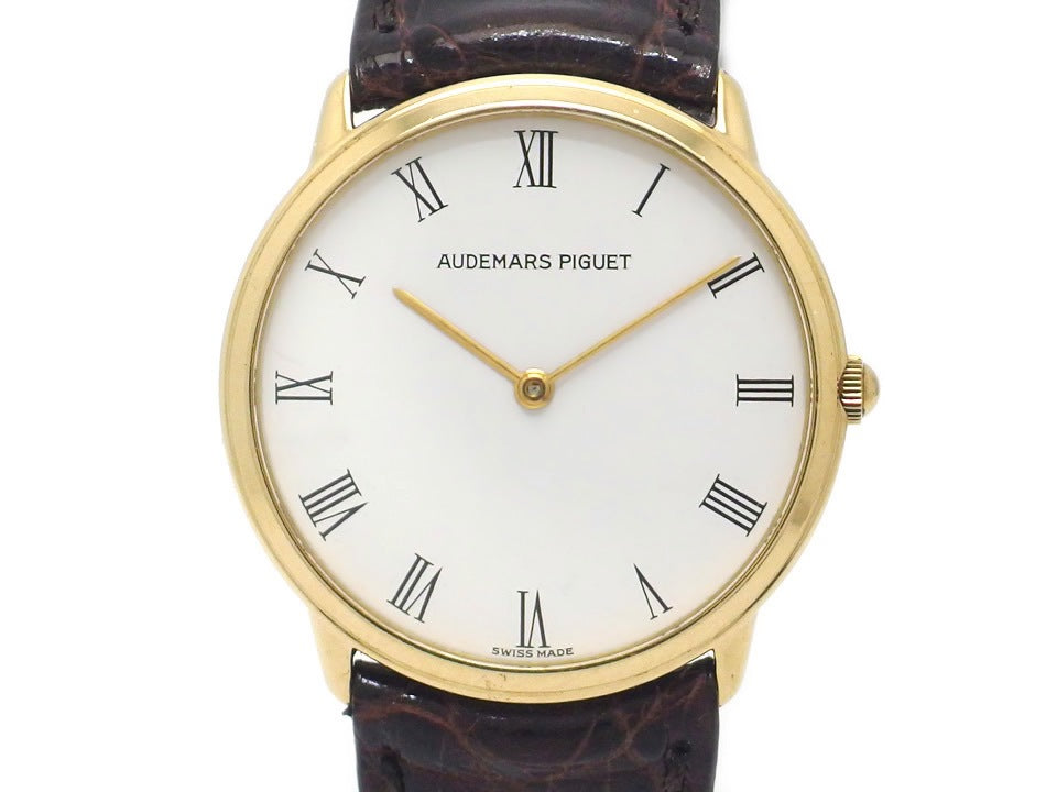 オーデマピゲ 18金無垢イエローゴールド ラウンド ローマインデックス 2針 クオーツ メンズ USED Audemars Piguet